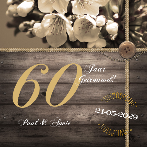 Uitnodiging feest 60 jaar getrouwd vintage