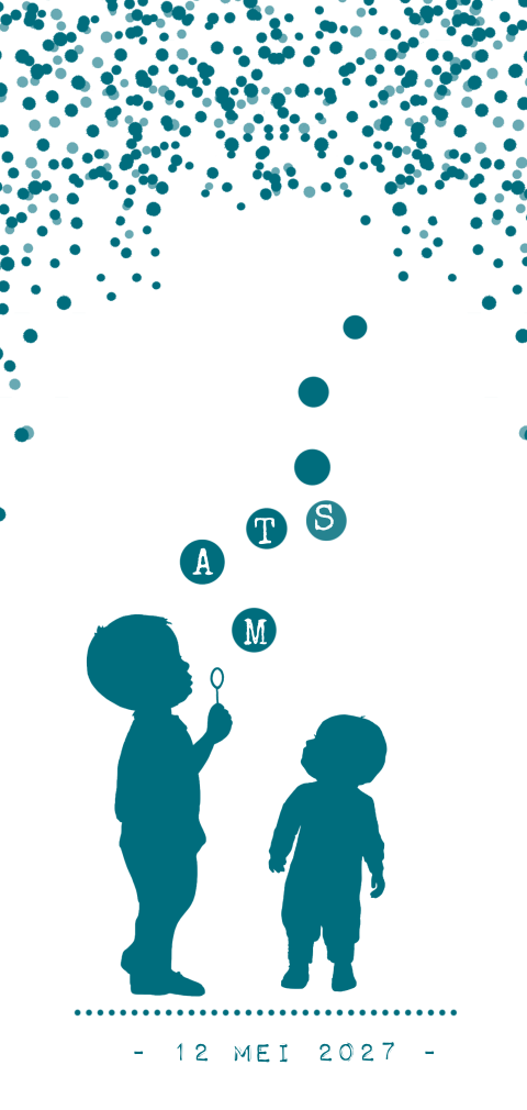 2de baby geboortekaart jongen met bellenblaas