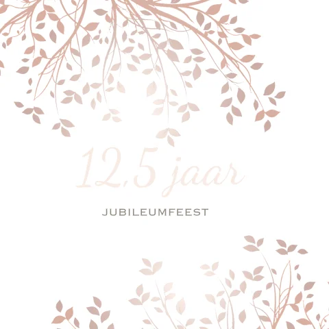 12-5 jaar getrouwd uitnodiging jubileum koper tinten bladeren