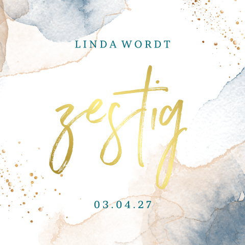 Uitnodiging 60 jaar verjaardag modern met waterverf