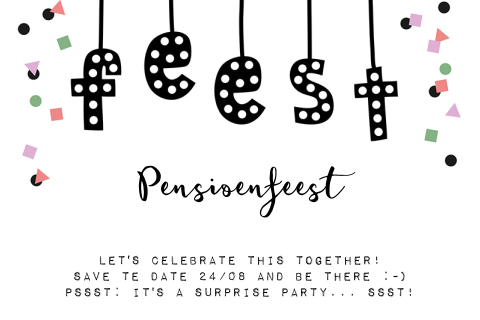 Pensioenfeest uitnodiging met confetti