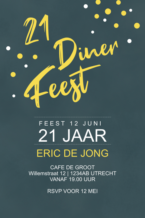 Uitnodiging 21 diner ronde kanten en velvet groen