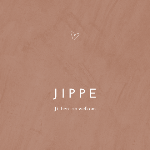 Jongens geboortekaartje clean roestbruin hartje