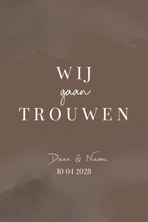 Mooie trouwkaart in bruine kleur