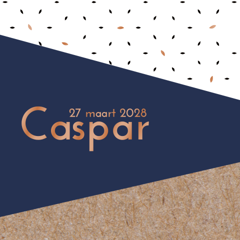 Geometrisch jongen geboortekaartje kraft hooglans koper lak