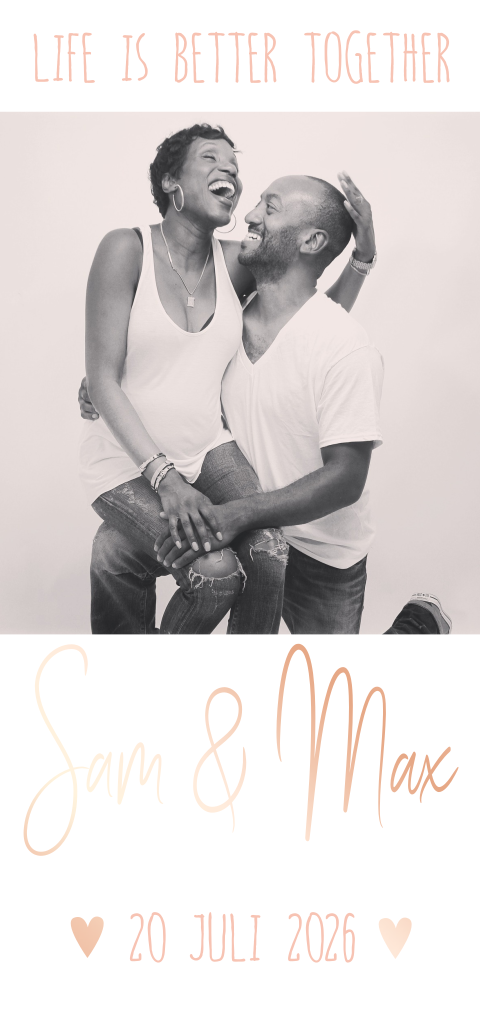 Trouwkaart met eigen foto foliedruk