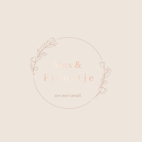 Prachtige minimalistische trouwkaart cirkel takjes bloemetjes