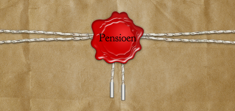 Uitnodiging pensioen feest zegel en touw op oud papier