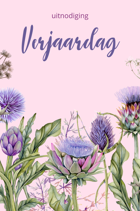 Uitnodiging verjaardag artisjok bloemen