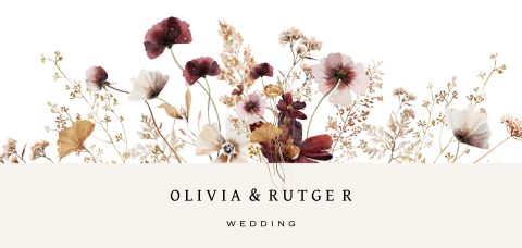 Trouwkaart met hippe bloemen