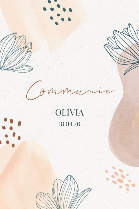 Uitnodiging lentefeest of communie met abstracte elementen