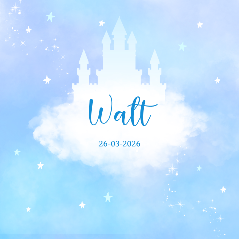 Geboortekaartje kasteel wolk sterren jongen