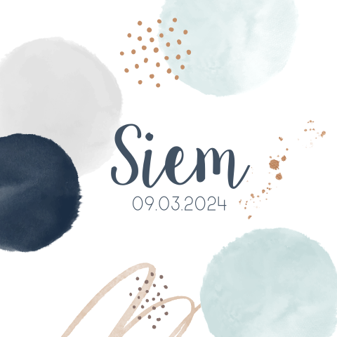 Geboortekaartje jongen met pastel Geboortekaartje Siem