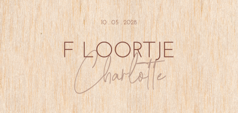 Meisjes houten geboortekaartje minimalistisch typografisch