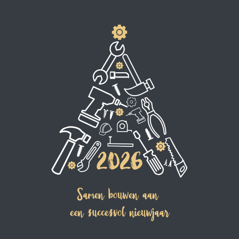Zakelijke kerstkaart bouwbedrijf bouwsector gereedschap