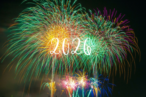 Nieuwjaarskaart met vuurwerk