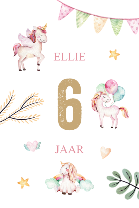 Uitnodiging kinderfeestje met unicorns