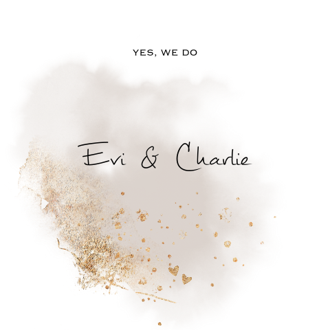 Moderne trouwkaart nude goud look