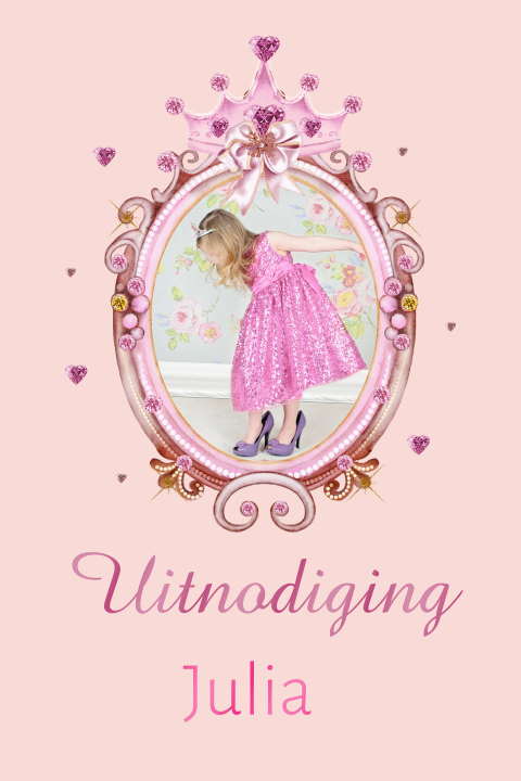 Uitnodiging kinderfeestje prinses met een foto