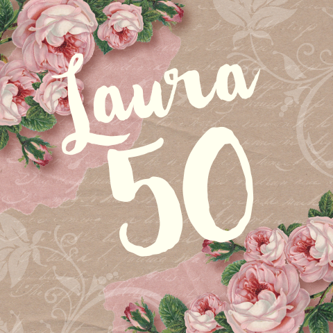Uitnodiging verjaardag 50 jaar vintage kraft rozen