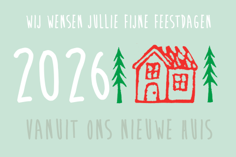 Kerstverhuiskaart stempels op groen