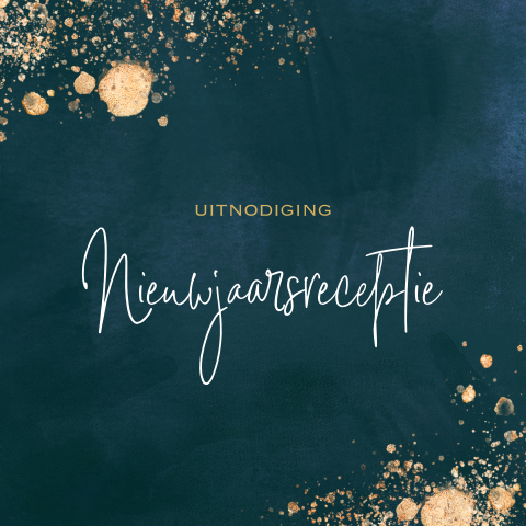 Hippe uitnodiging nieuwjaarsreceptie groen blauw