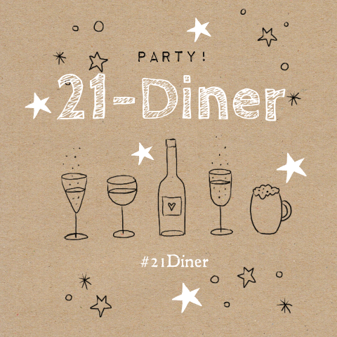Verjaardagsuitnodiging 21 diner met drankjes kraft