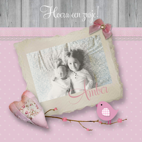 2de kind Geboortekaartje zusje met foto