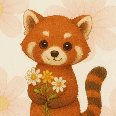 Verjaardagskaart wenskaart rode panda bloemen