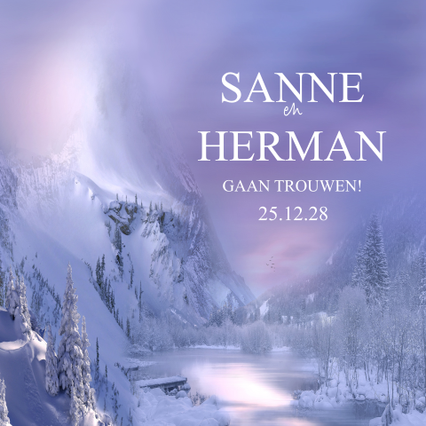 Trouwkaart winterthema met winters landschap