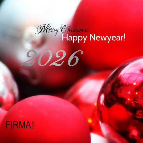 Zakelijke kerstkaart met stijlvolle foto rode kerstballen