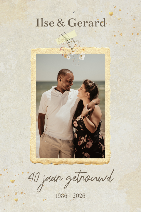 Stijlvolle uitnodiging jubileum met foto en een hip design