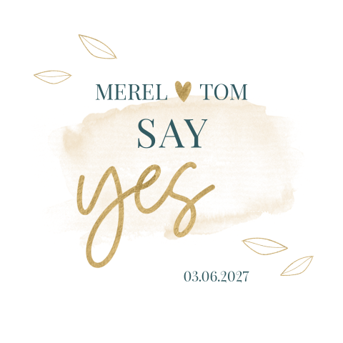 Moderne uitnodiging voor een huwelijk met bladeren