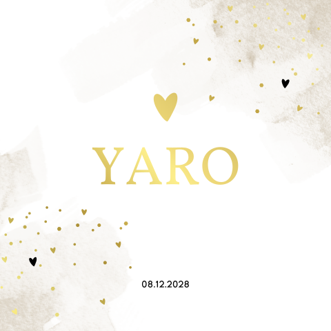 Geboortekaartje unisex met watercolor beige en foliedruk