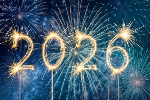 Stoere kerstkaart met vuurwerk 2026