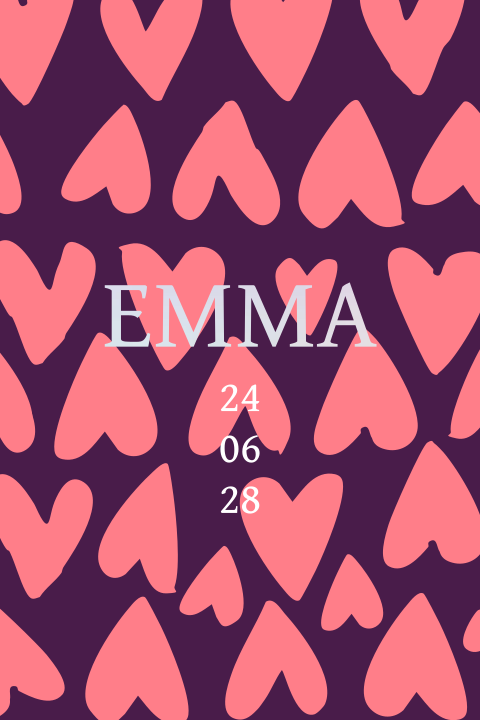 Geboortekaartje voor een meisje met kleurrijke harten