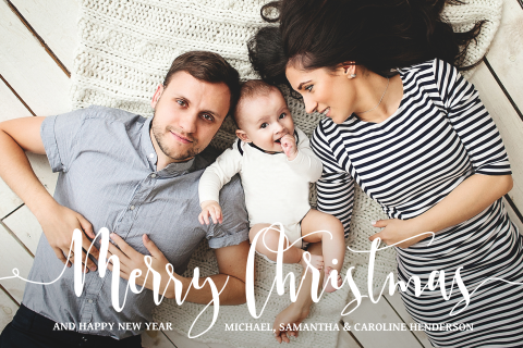 Stijlvolle kerstkaart met familiefoto