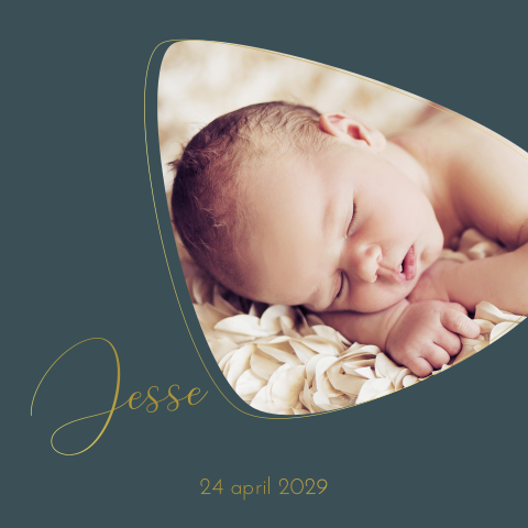 Prachtige donkergroen geboortekaartje met folie