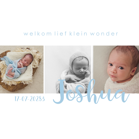 Geboortekaartje met foto jongen blauw
