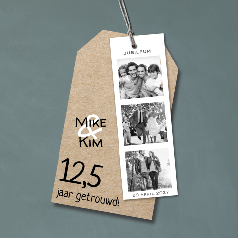 Stijlvolle uitnodiging 12,5 jaar getrouwd met fotostrip