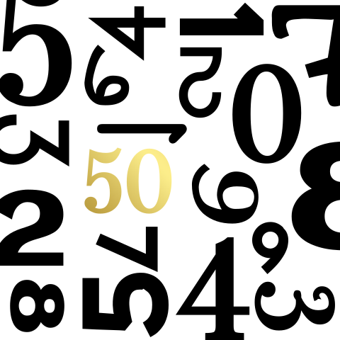 Zwart wit uitnodiging verjaardag met veel cijfers