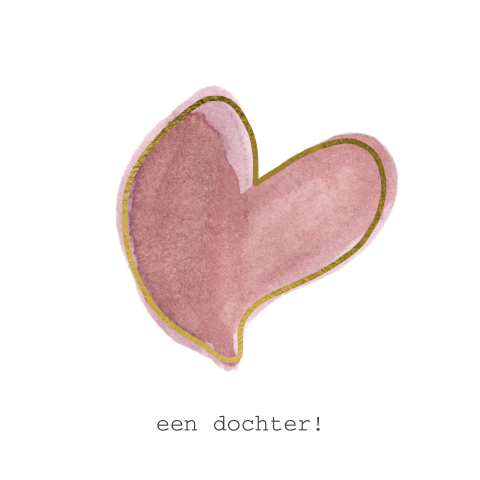 Wenskaart geboorte dochter met roze hart