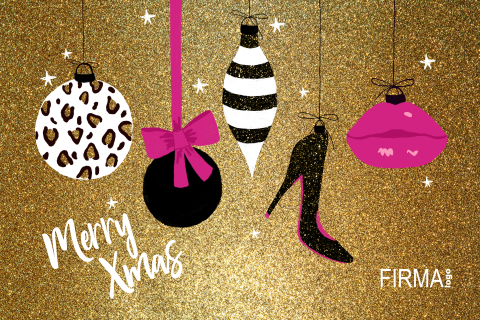 Zakelijke kerstkaart hippe kerstballen glitter