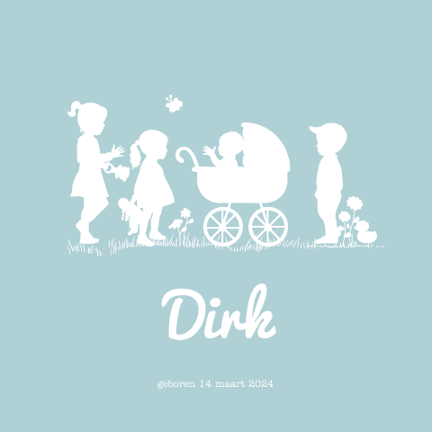4e kindje geboortekaartje baby in kinderwagen voor vierde kindje