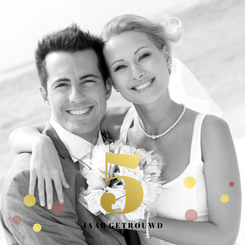 5 jarig huwelijks uitnodiging goud cijfers