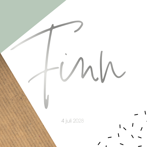 Geboortekaartje jongen folie geometrische vormen kraft en grijsgroen