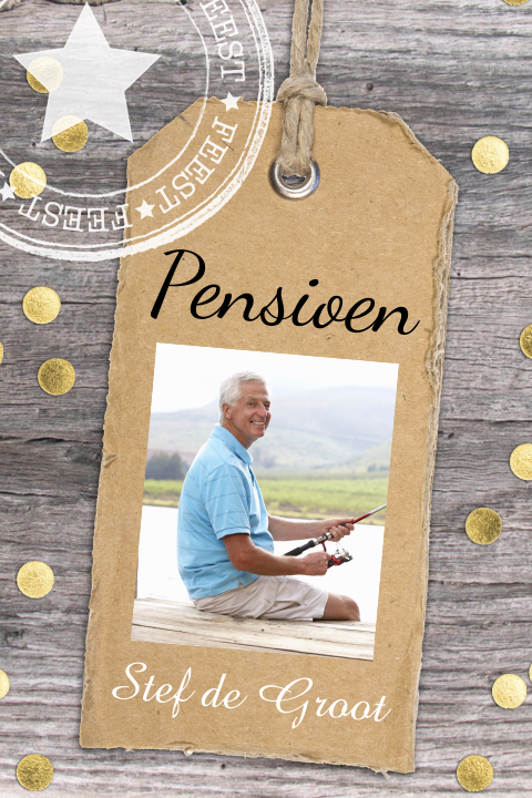 Uitnodiging pensioen feest met hout