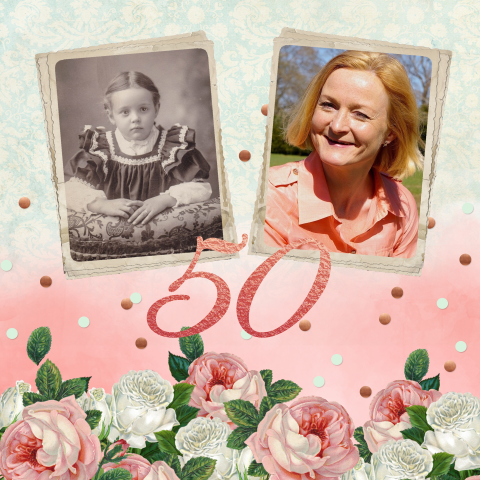Uitnodiging verjaardagsfeest 50 vintage rozen