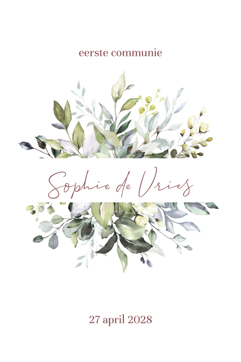 Communie uitnodiging modern botanisch