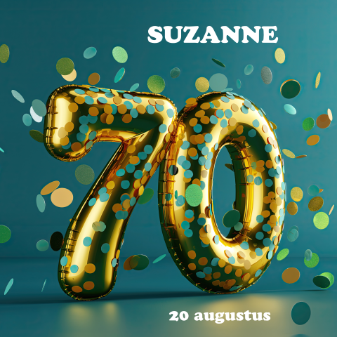Uitnodiging verjaardag 70 metallic ballonnen
